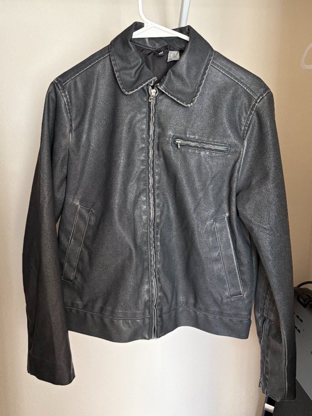 H&M Divided Coated Distressed Moto Jacket